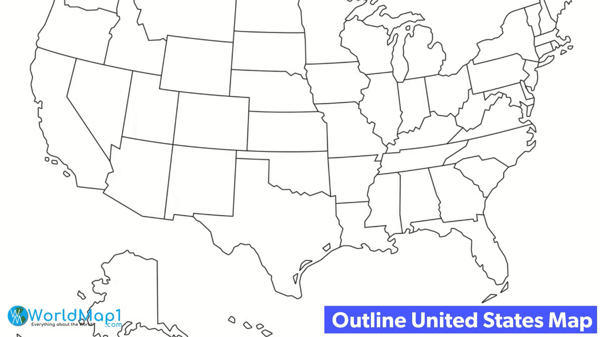 US Blank Map with States Outlined